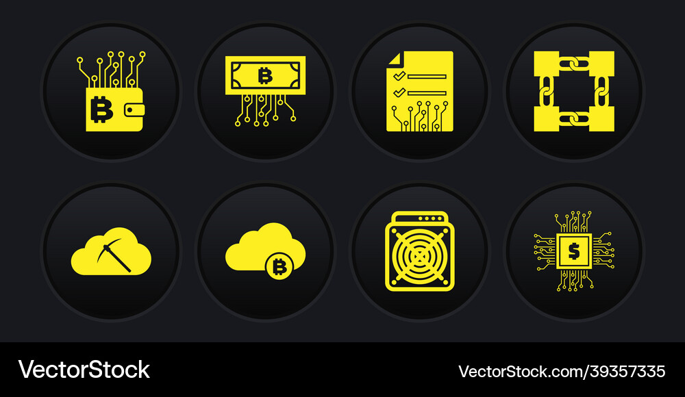 Set cryptocurrency cloud mining blockchain Vector Image