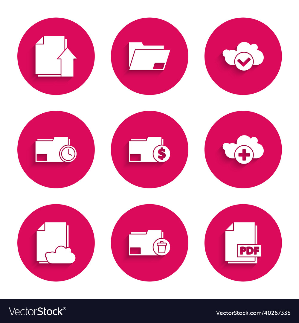 Set finance document folder delete pdf file add vector image Set finance document folder delete pdf file add