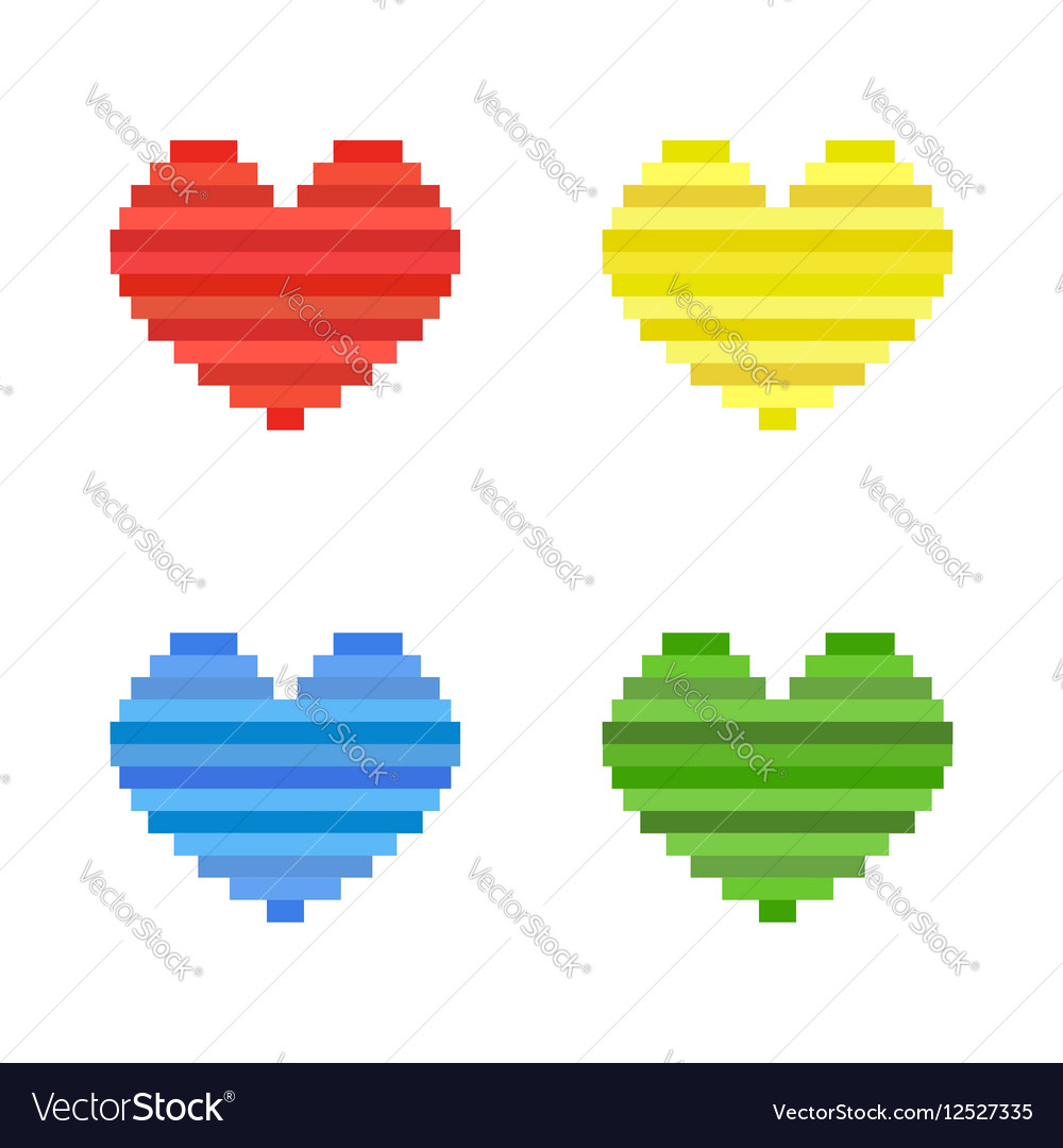 Set of pixel art heart flat design symbol love Vector Image