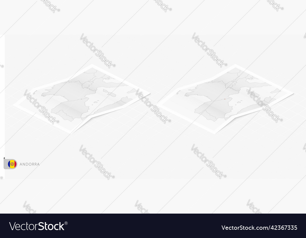 Set of two realistic map andorra with shadow