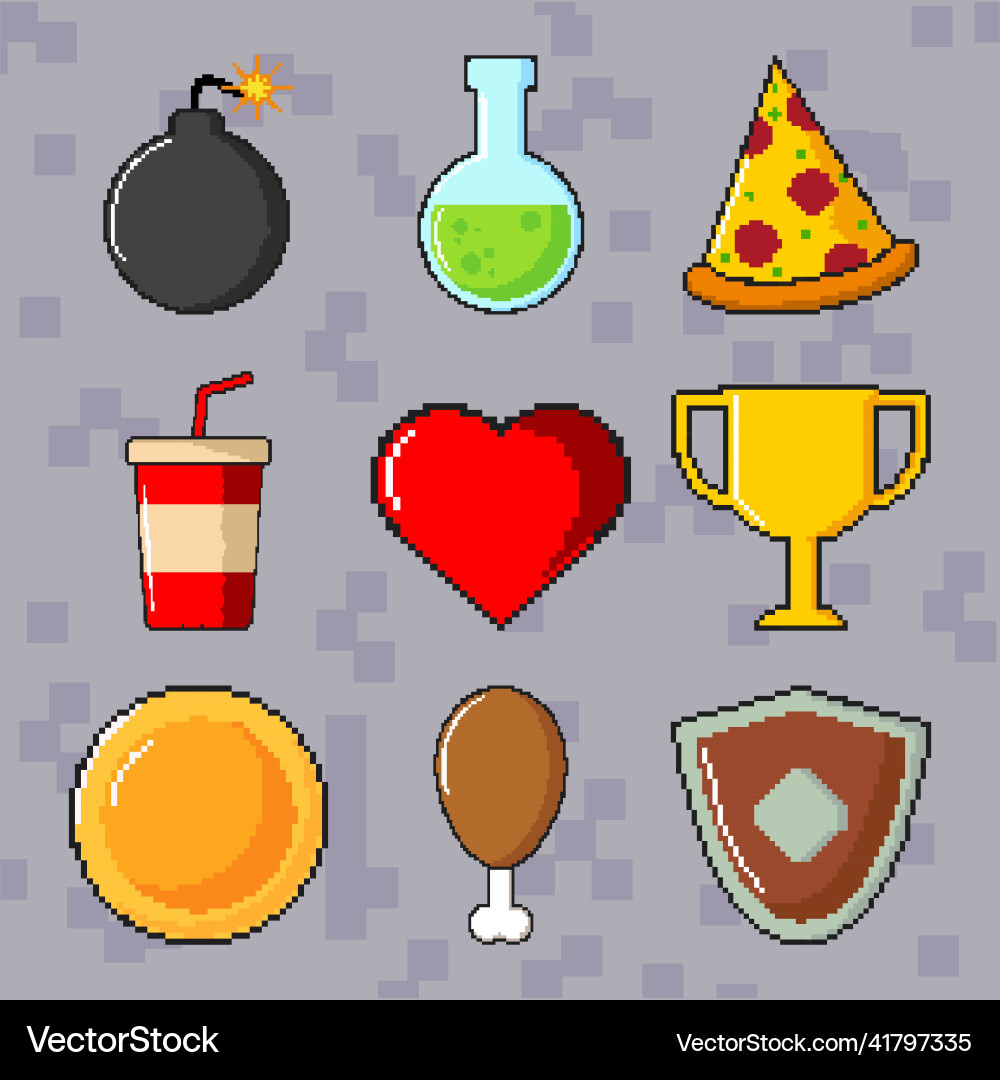 Set pixel art Royalty Free Vector Image - VectorStock