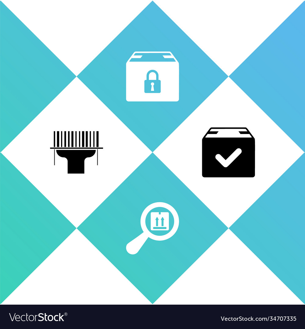 Set scanner scanning bar code search package vector image Set scanner scanning bar code search package