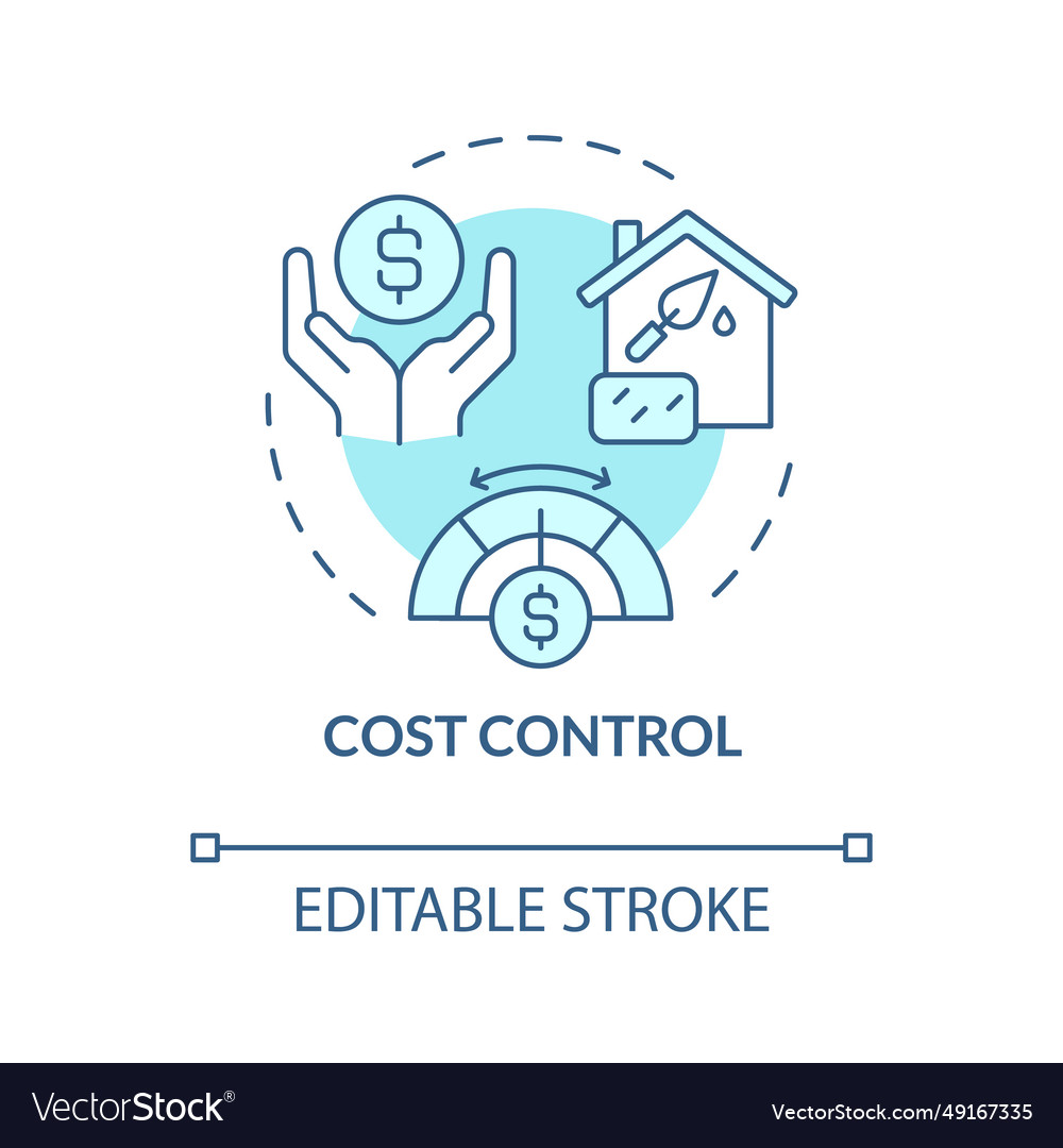 Thin line blue icon cost control concept Vector Image