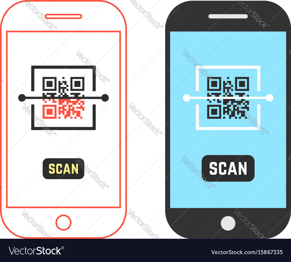 Two phones scanning qr code Royalty Free Vector Image