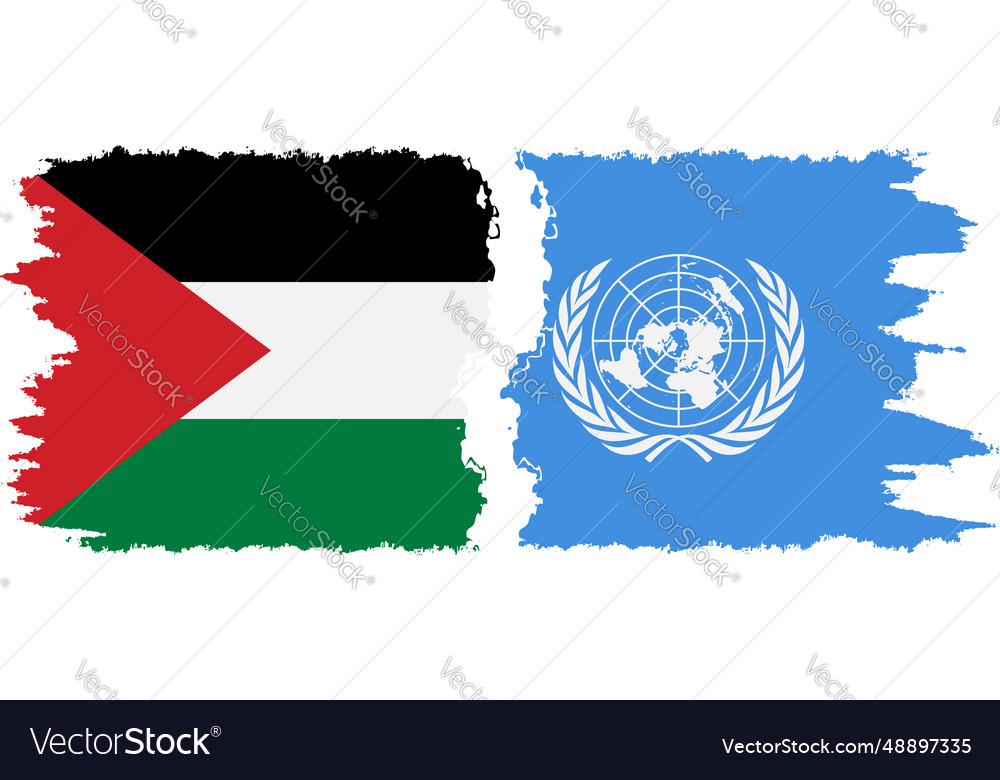 Un and palestine grunge flags connection Vector Image