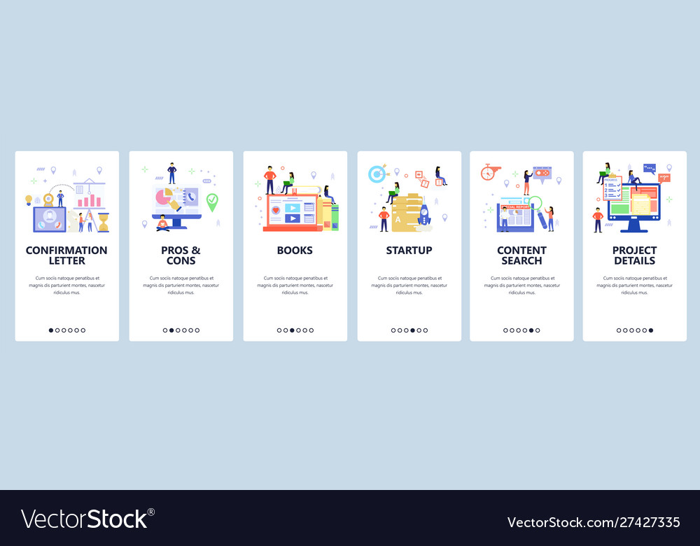 Website and mobile app onboarding screens