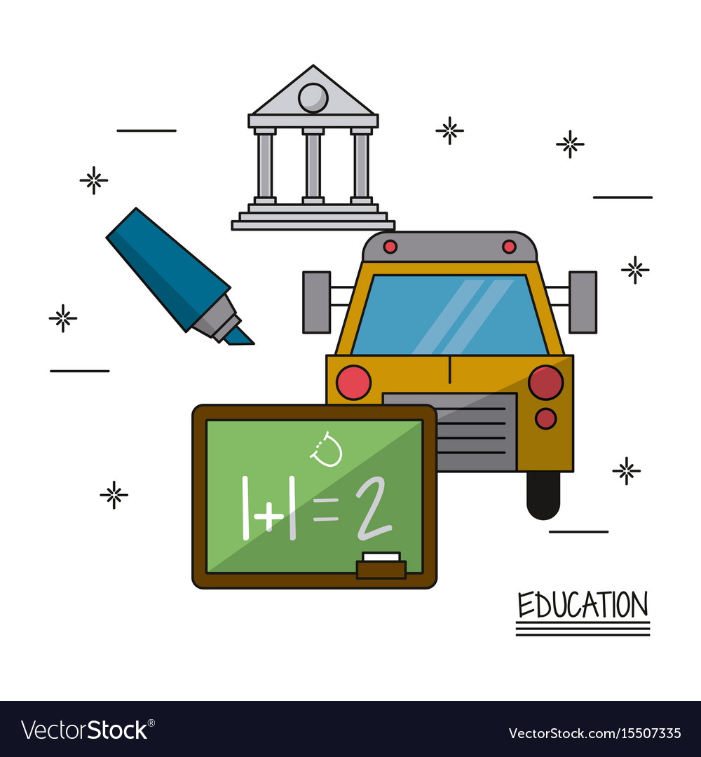 White background poster of education with icons