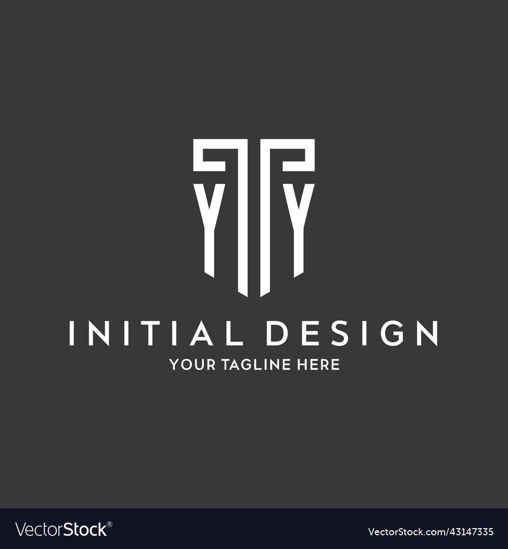 Yy monogram initial name with shield shape icon