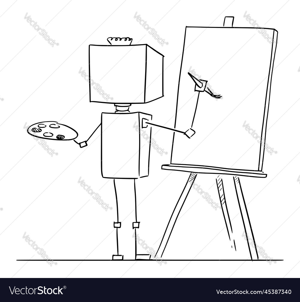 AI Robot Artist Creating Artwork