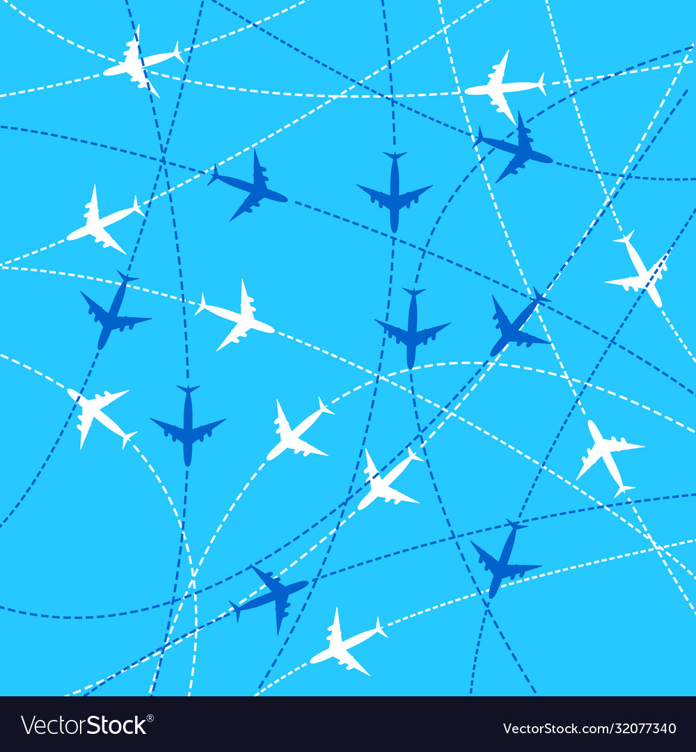 Background pattern with airplane routes