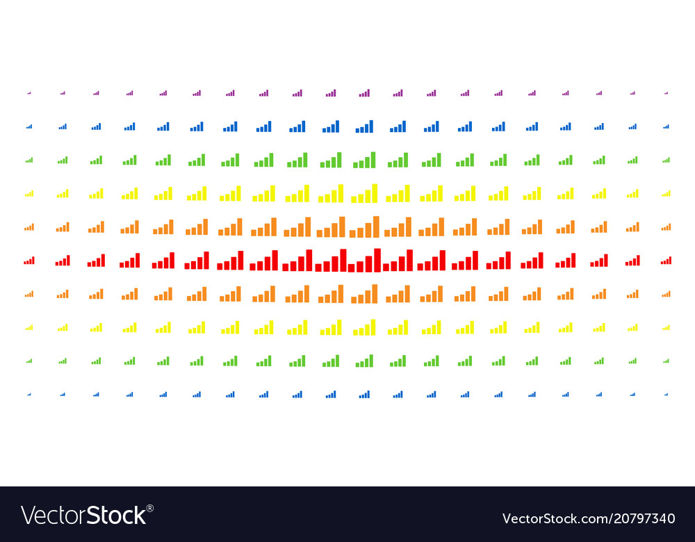 Bar chart spectrum halftone grid vector image Bar chart spectrum halftone grid