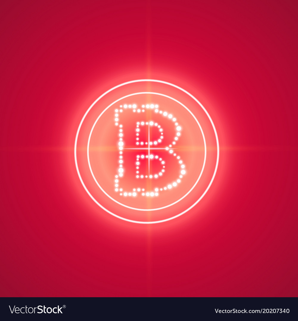 Bitcoin with neon red target on the background