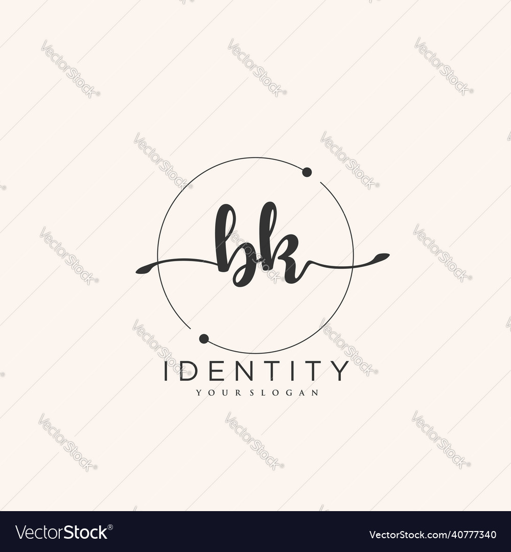 Bk handwriting logo of initial signature wedding