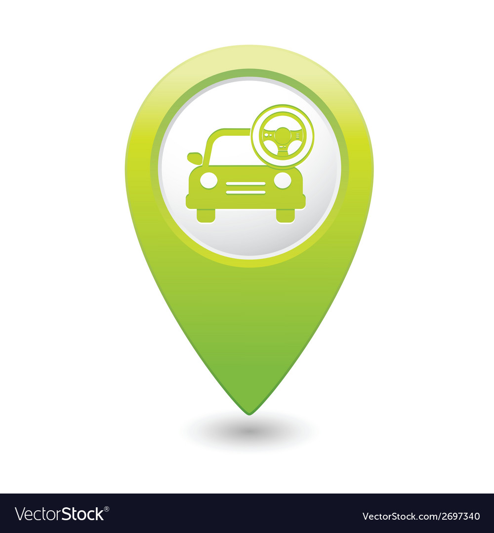 Car with Steering Wheel and Map Pointer