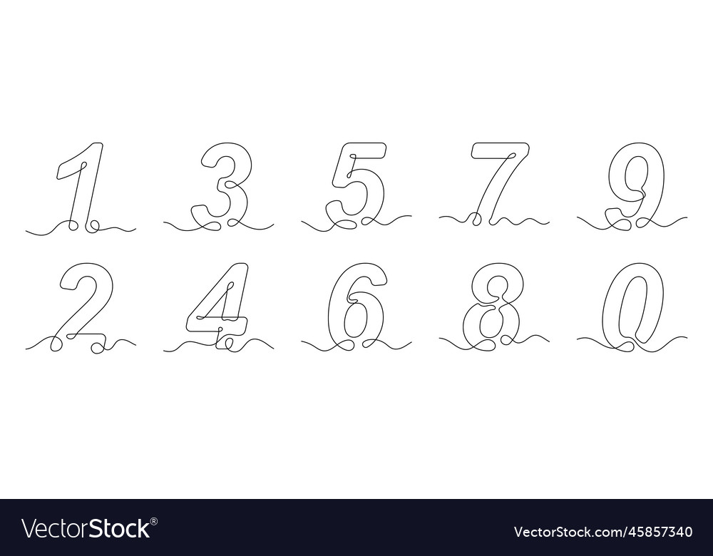 Continuous Line Number Drawings