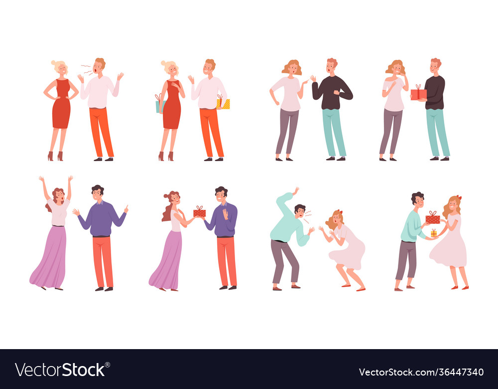 Couples swear family quarrels and reconciliation Vector Image