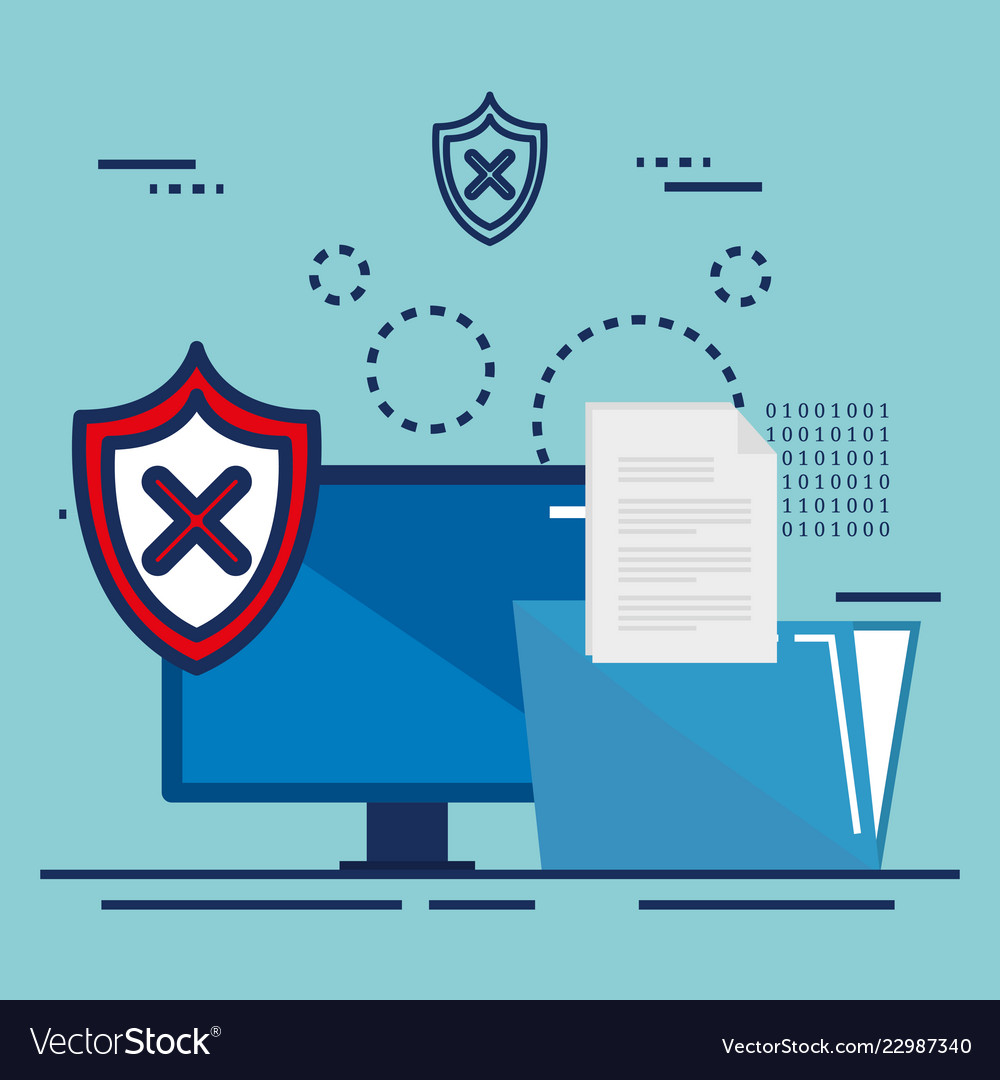 Data center security with desktop Vector Image Data center security with desktop