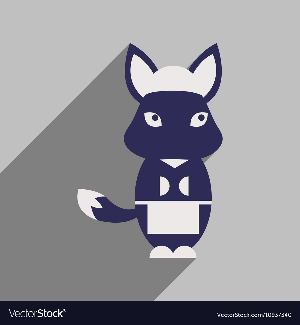 Flache Ikone mit langen Schatten Fuchs Cartoon