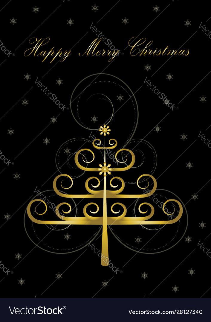 Grußkarte mit original goldenen Weihnachtsbaum