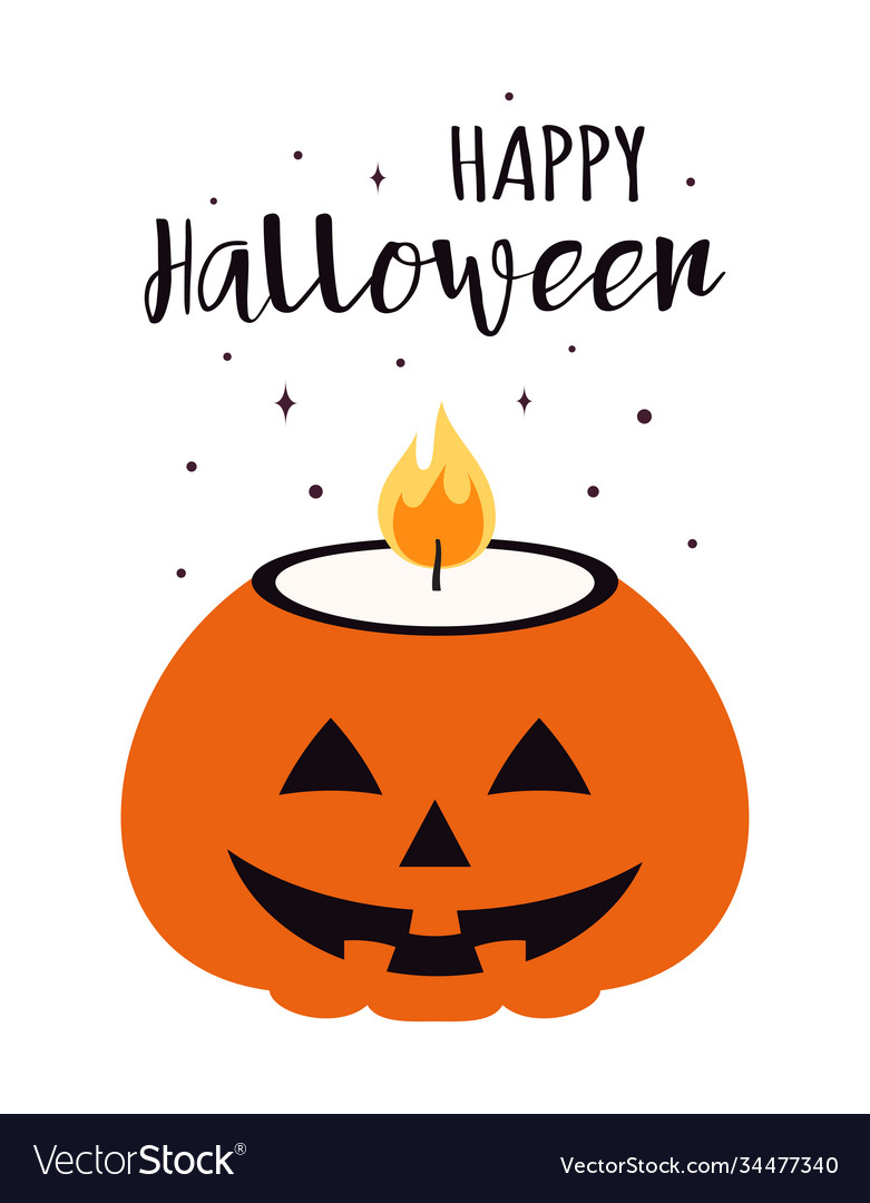 Halloween card with pumpkin candle