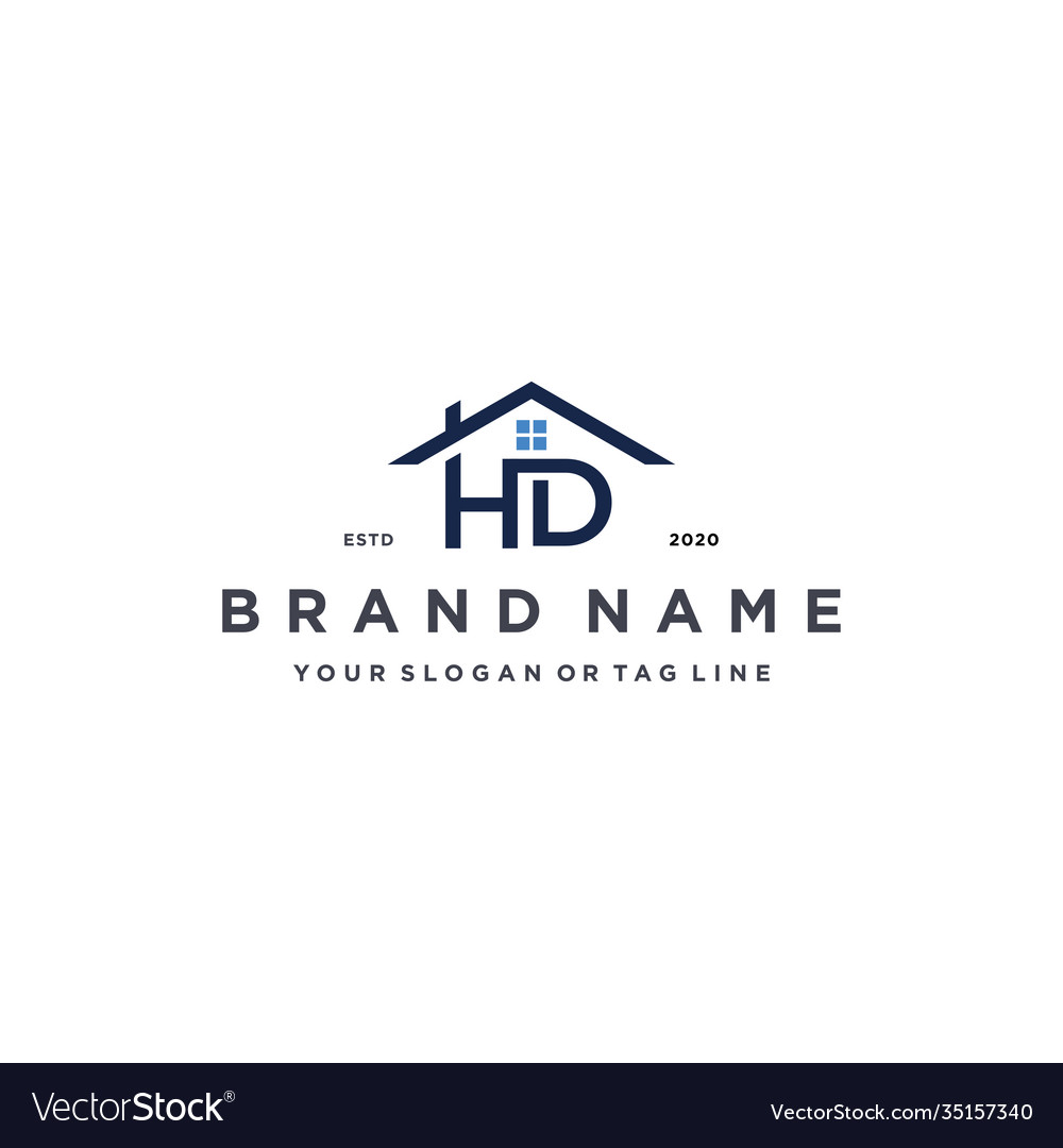 Letter hd home logo design Royalty Free Vector Image