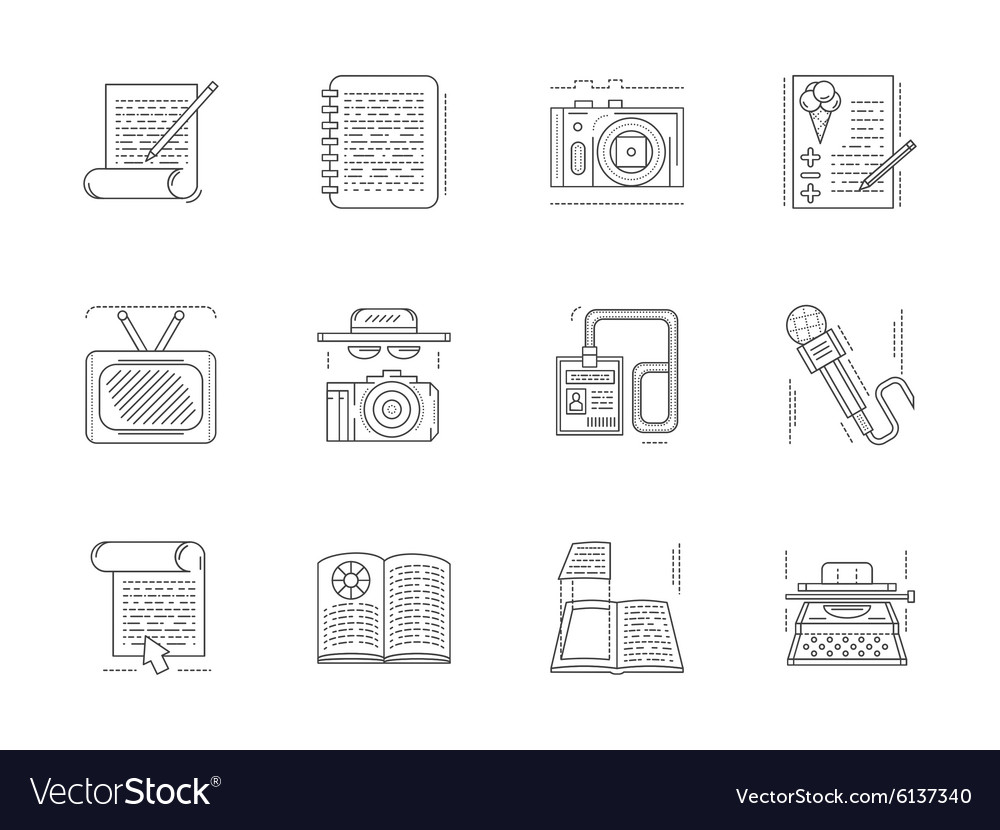Linear icons set for media publishing