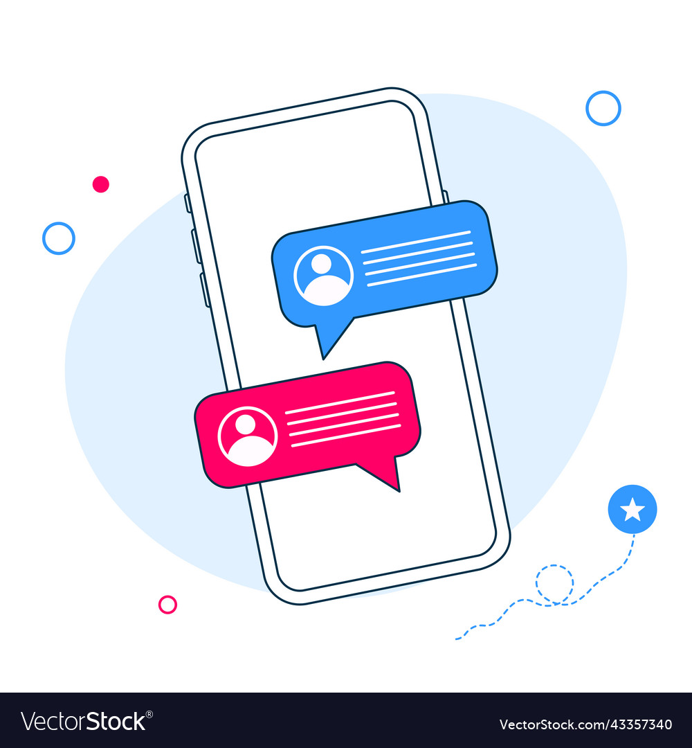 Online chat messages text notification on mobile vector image Online chat messages text notification on mobile