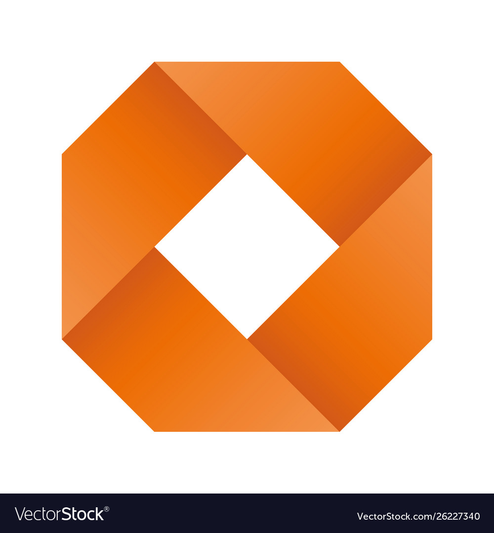 Orange infinite ribbon loop folded in a shape vector image Orange infinite ribbon loop folded in a shape