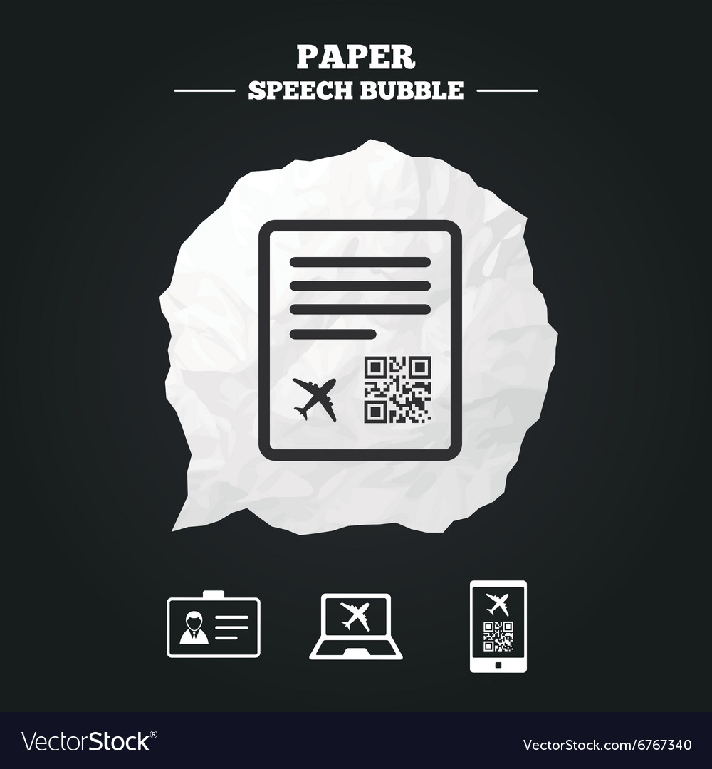 Qr scan code icon boarding pass flight sign