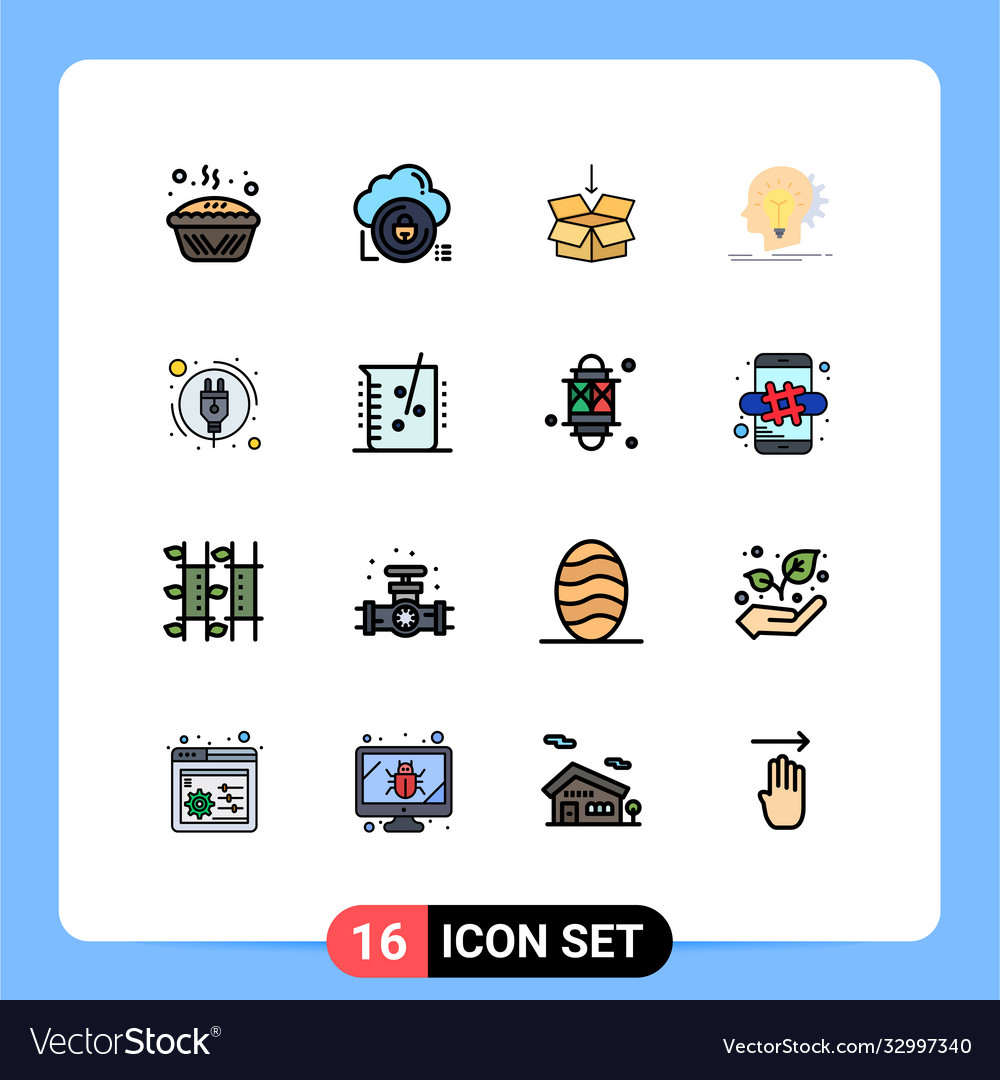 Set 16 flat color filled lines on grid