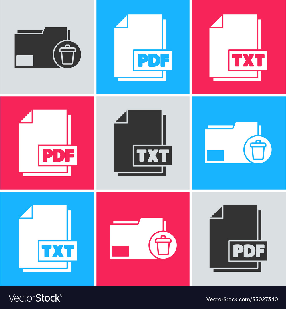 Löschen Ordner pdf Dateidokument und txt Vector Image Löschen Ordner pdf Dateidokument und txt