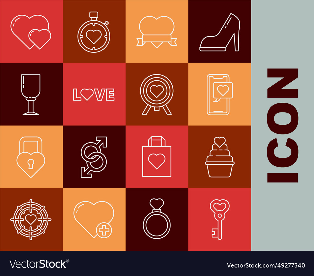 Set line key in heart shape smartphone vector image Set line key in heart shape smartphone