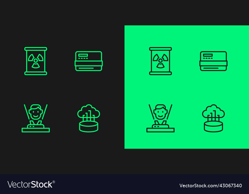 Set line network cloud connection hologram vector image Set line network cloud connection hologram