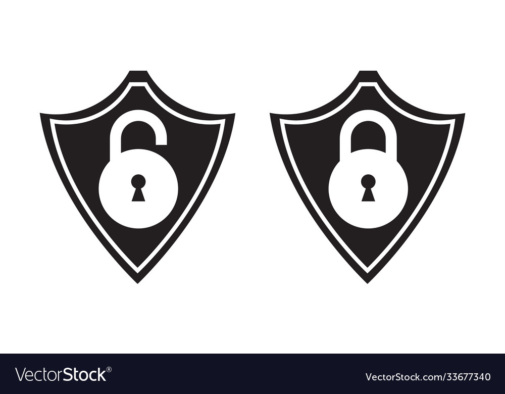 Shield security icon with lock concept for app
