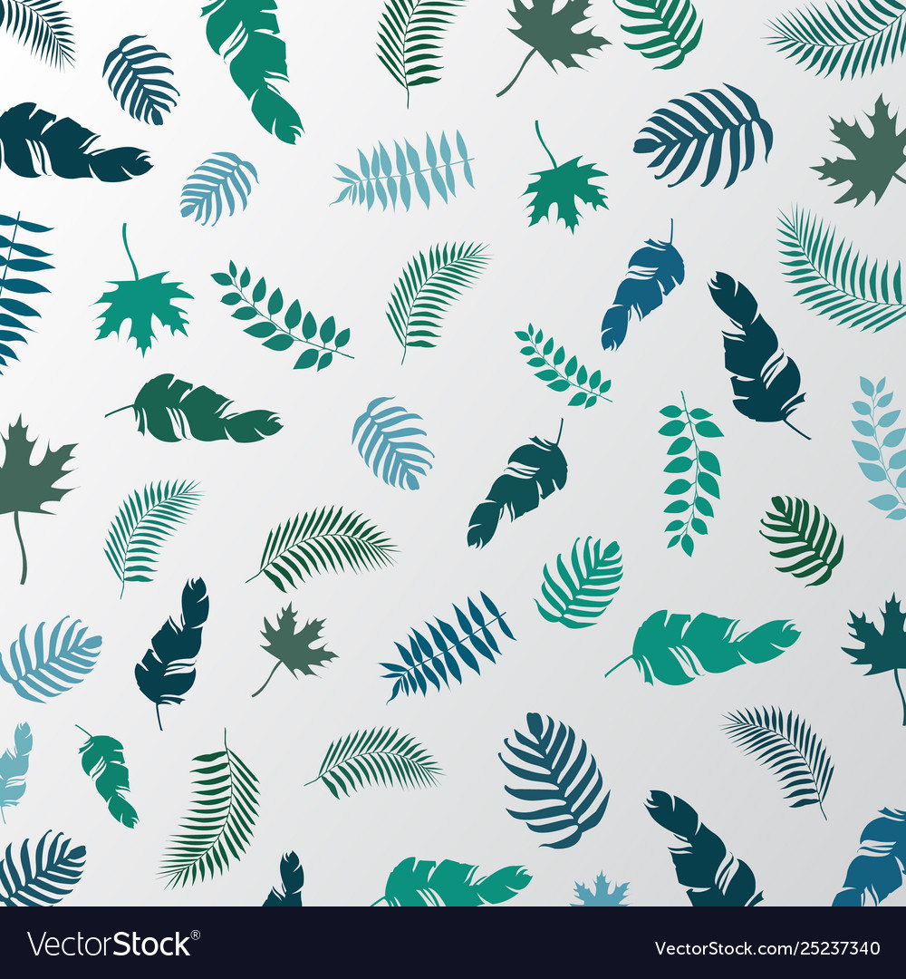 Summer tropical palm leaves green color pattern vector image Summer tropical palm leaves green color pattern