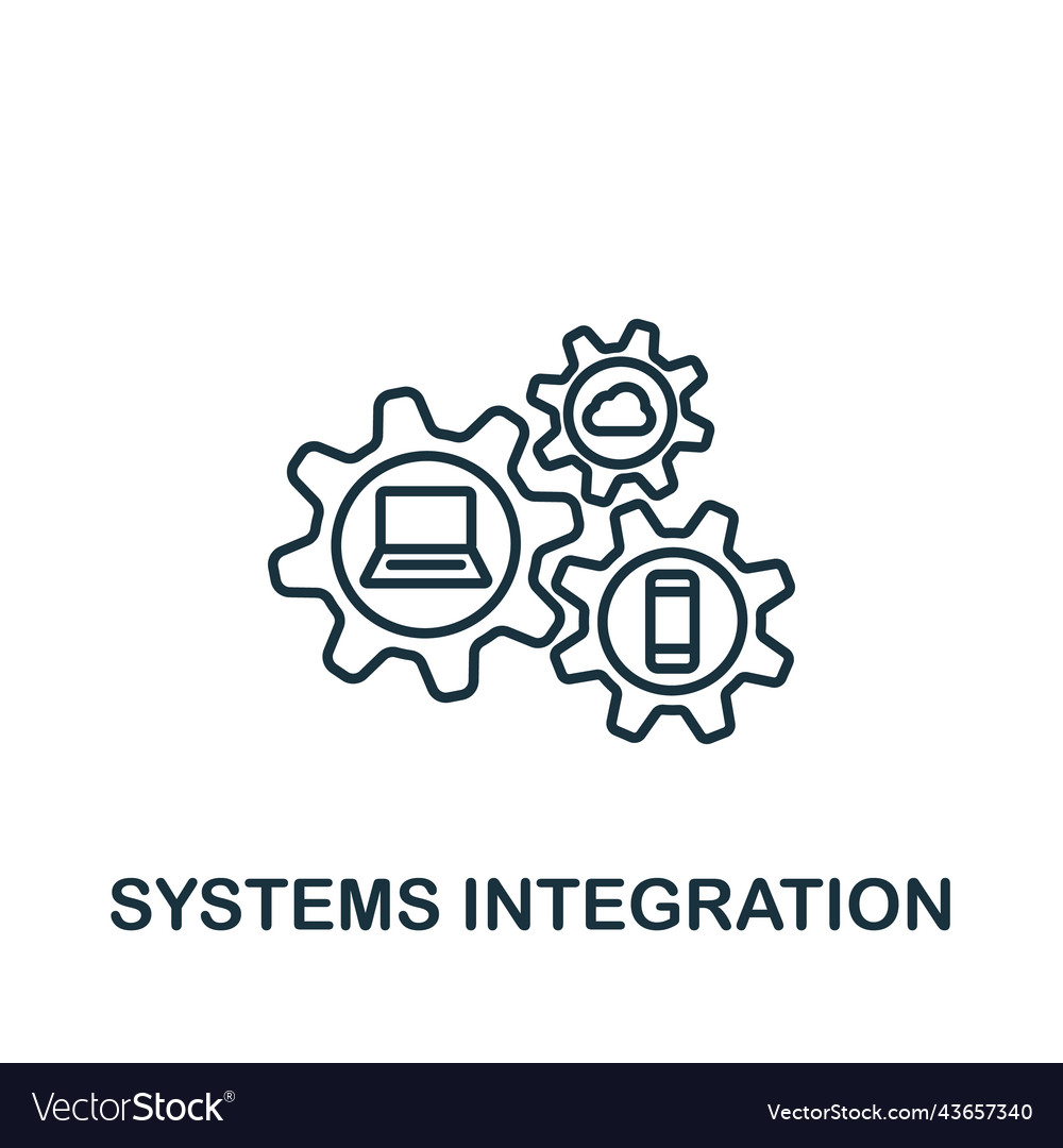 Systems integration icon line simple industry 40 Vector Image