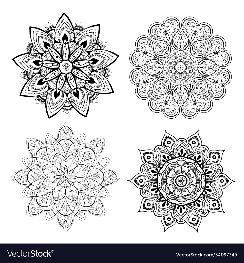 A set beautiful mandalas and lace circles Vector Image