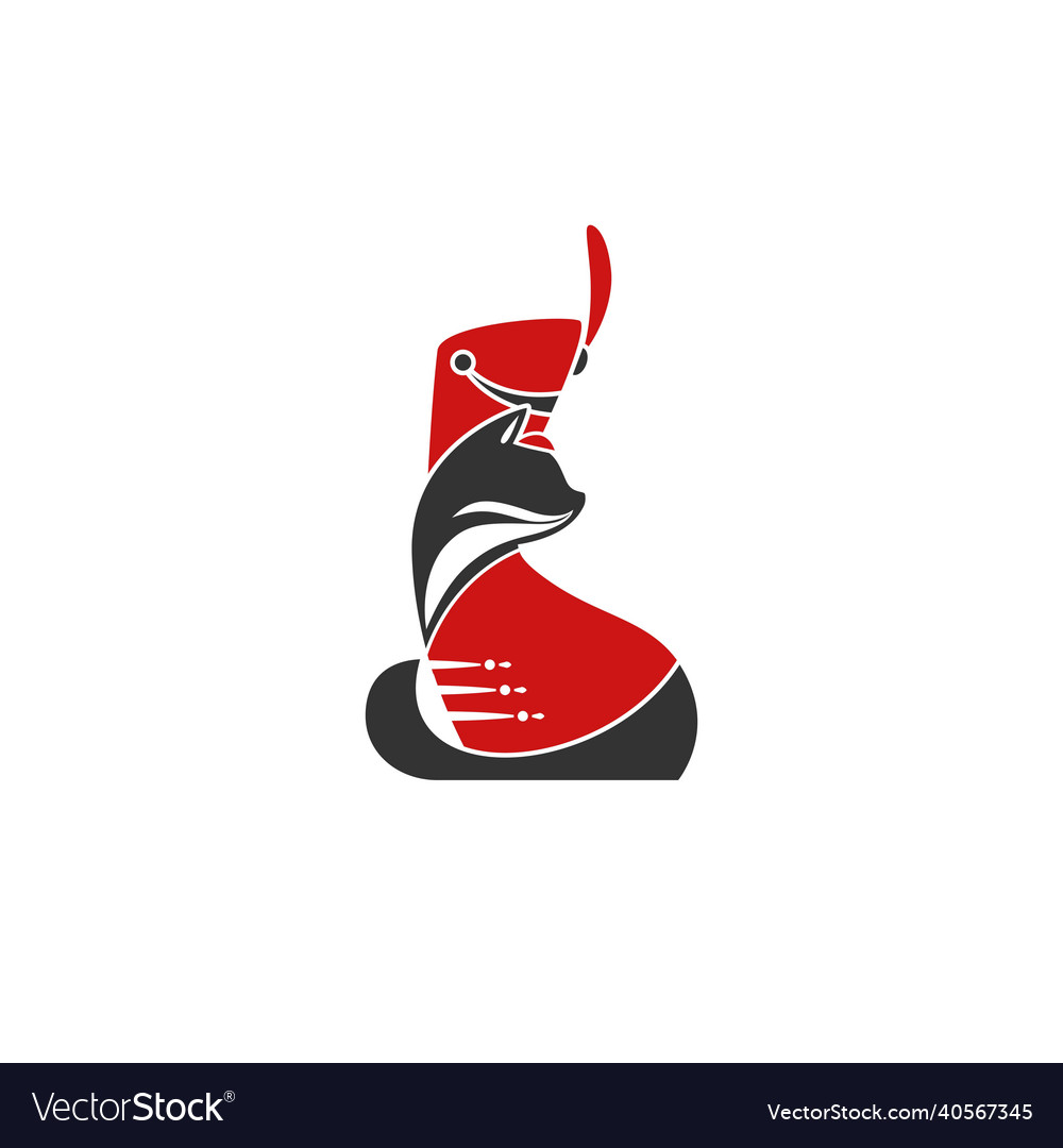 Black hussar cat with red shako cap and dolman Vector Image