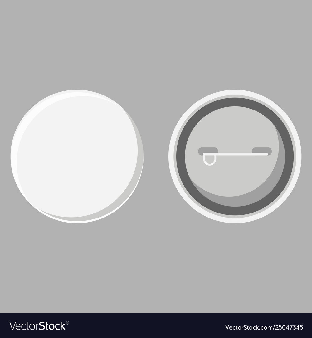Blank button badge front and back view vector image Blank button badge front and back view