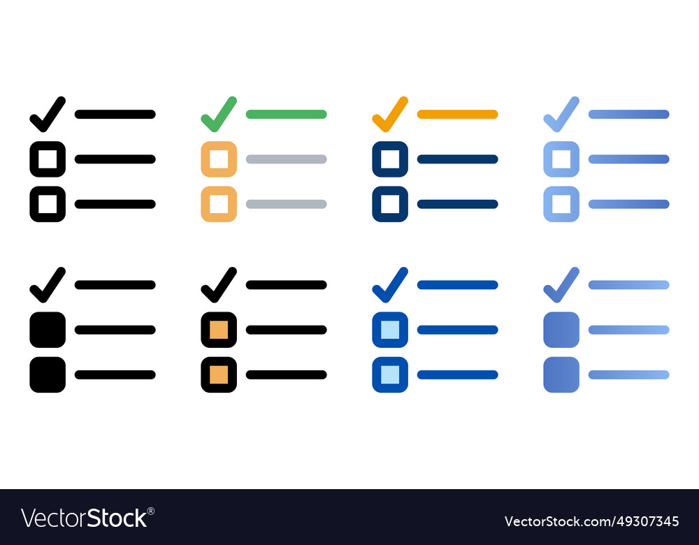 Checklist icons in different style vector image Checklist icons in different style