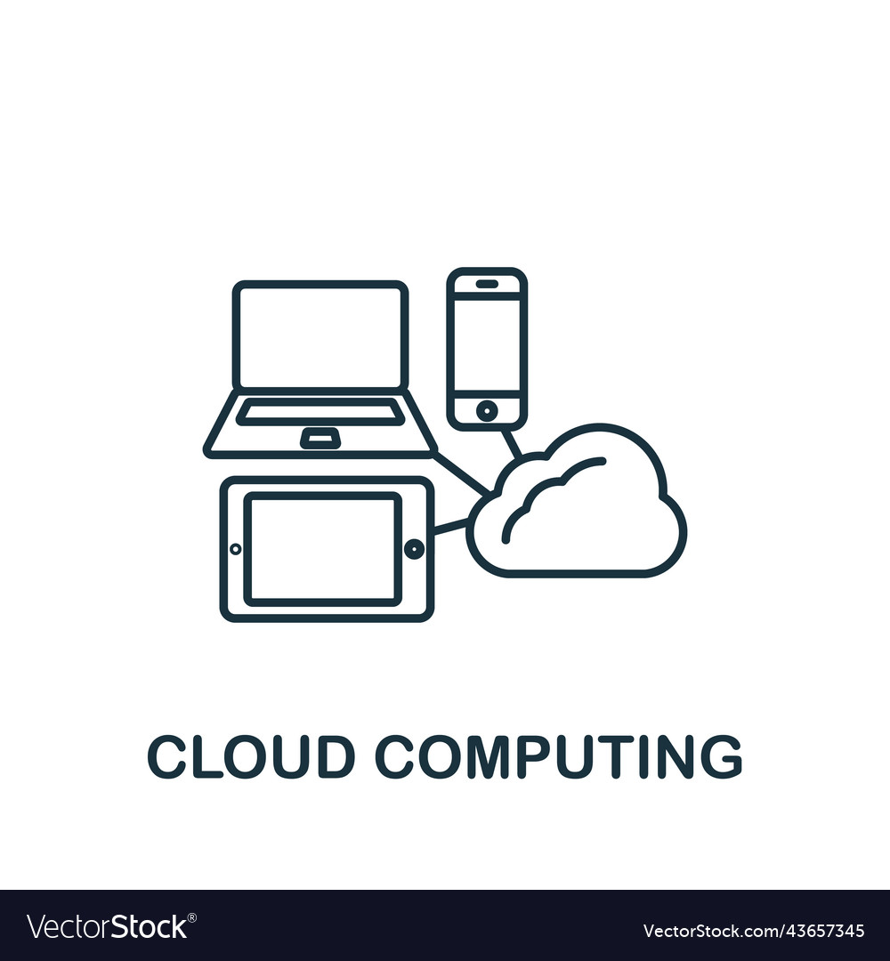 Cloud computing icon line simple industry 40