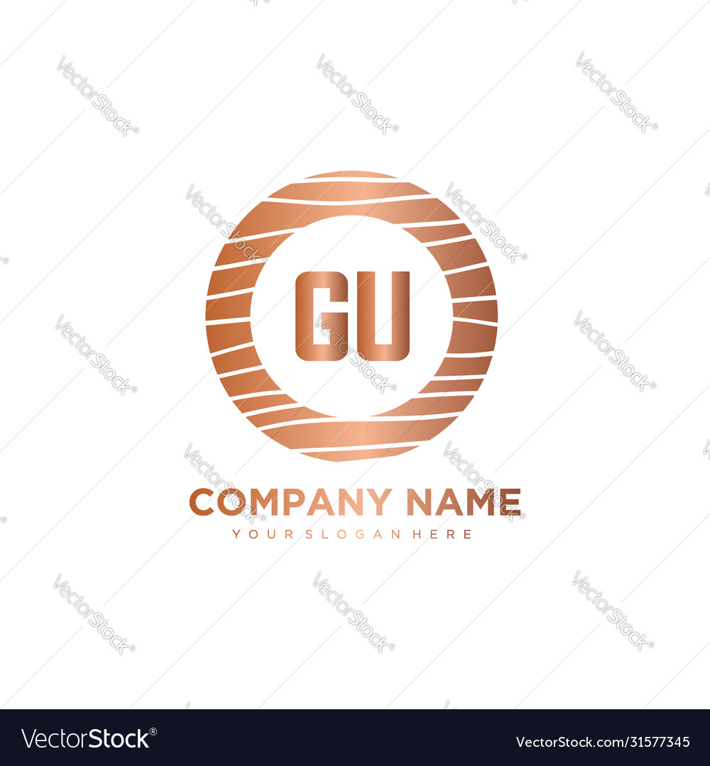 Gu initial letter circle wood logo template