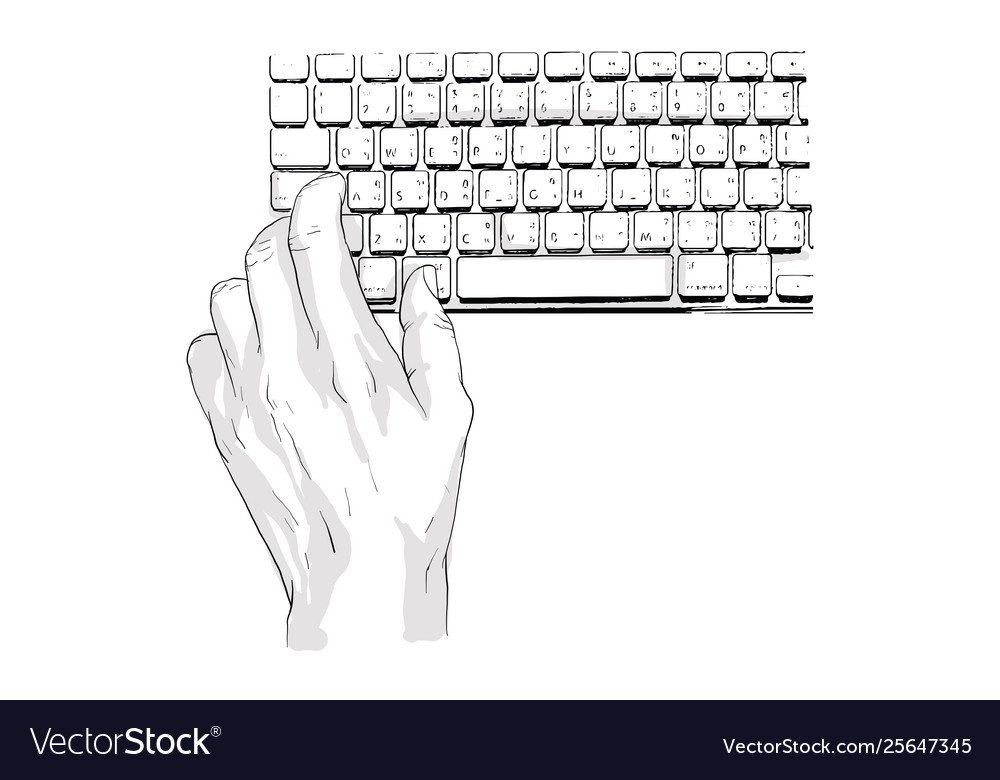 Hand typing computer keyboard