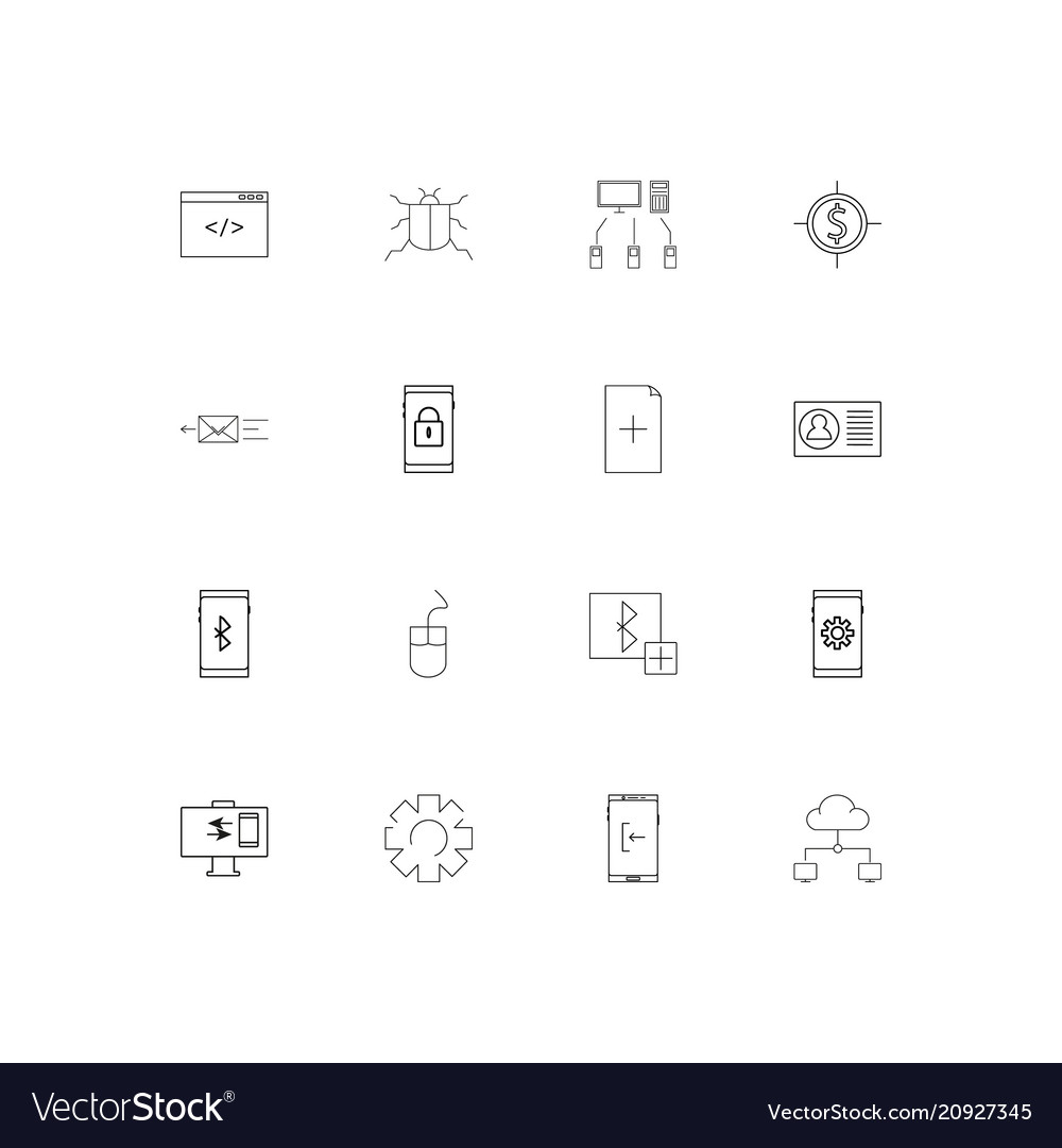Internet technologies linear thin icons set