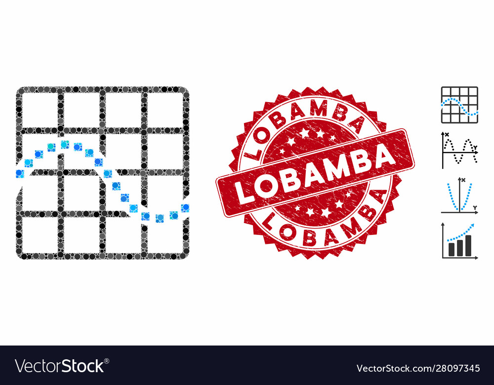 Mosaic function chart icon with scratched lobamba vector image Mosaic function chart icon with scratched lobamba