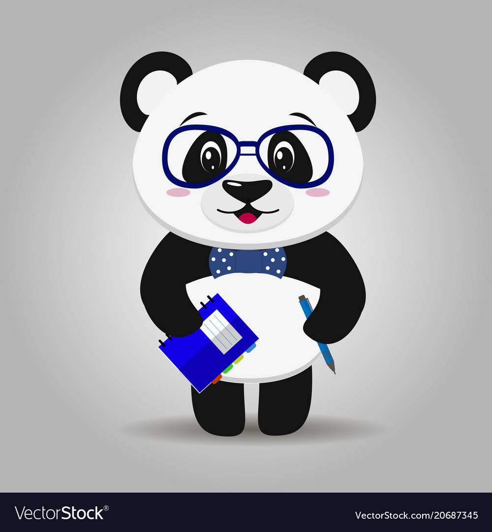 Premium Vector  Cute panda bear with glasses illustration.