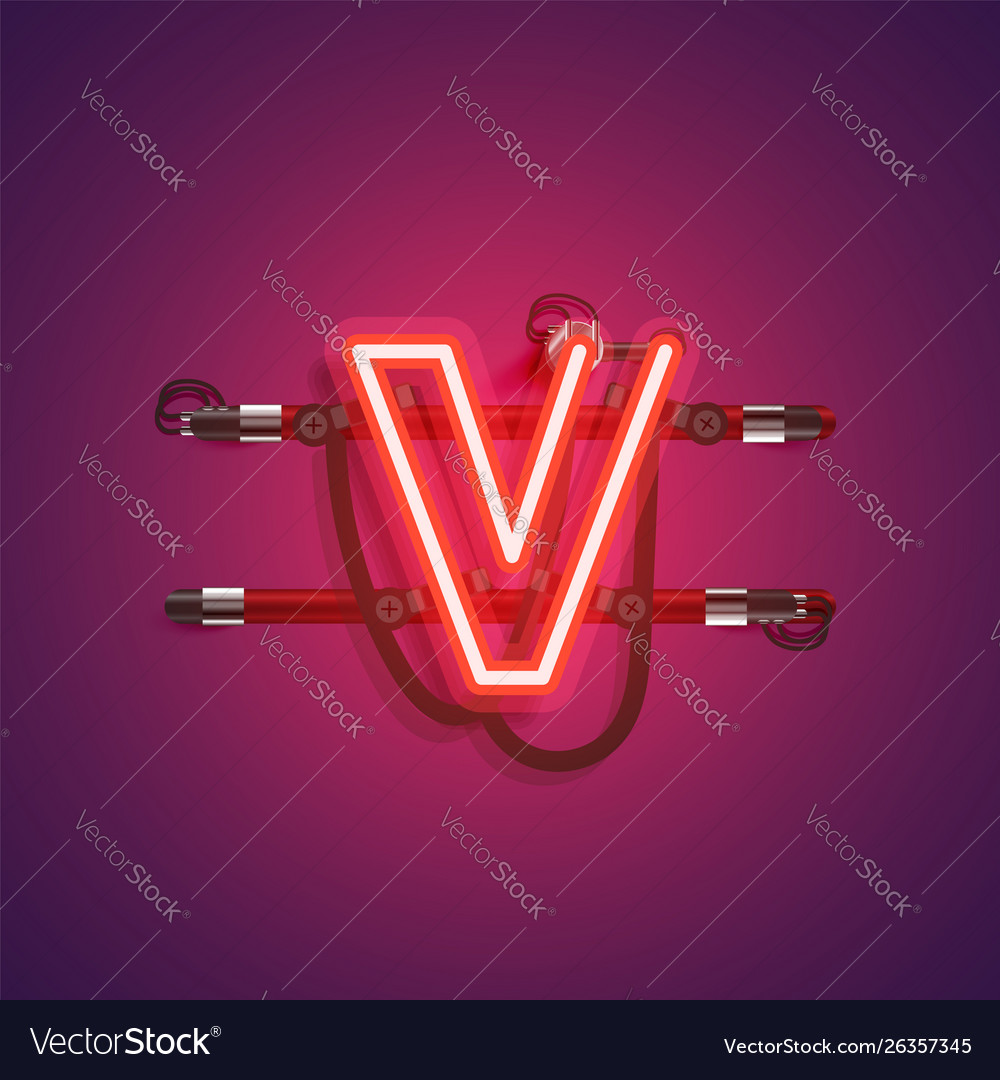 Realistic neon character with wires and console