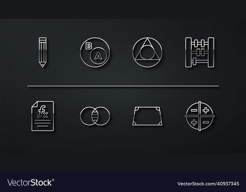 Set line pencil function mathematical symbol vector image Set line pencil function mathematical symbol