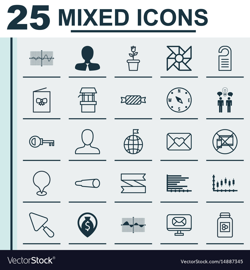 Set von 25 universellen editierbaren Icons können verwendet werden