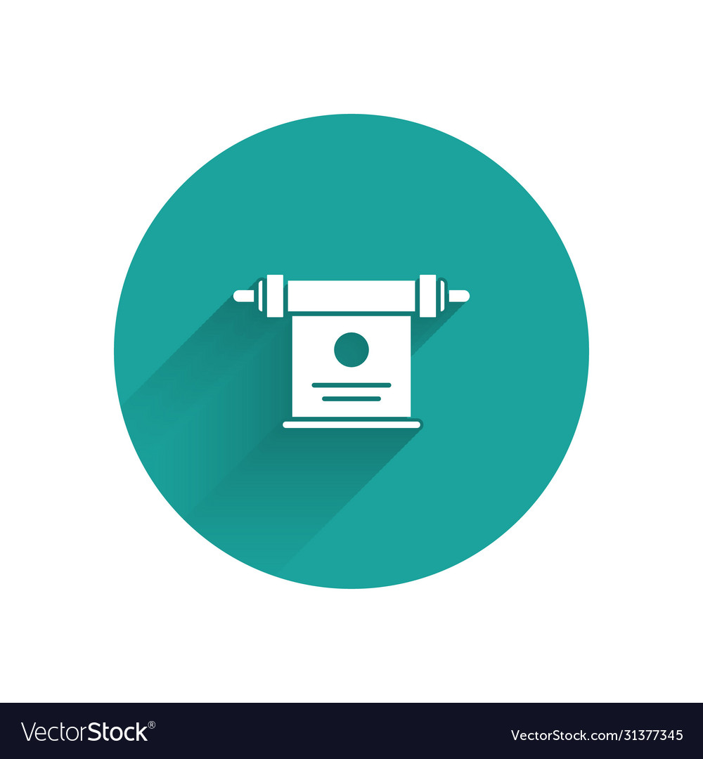 White magic scroll icon isolated with long shadow Vector Image White magic scroll icon isolated with long shadow